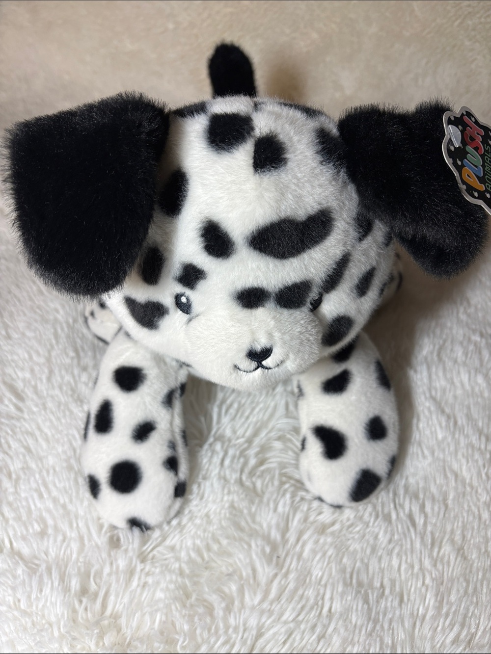 Plush Dalmatian Spotted Weighted Comfort  Dog - Black & White Plush Puppy NWT